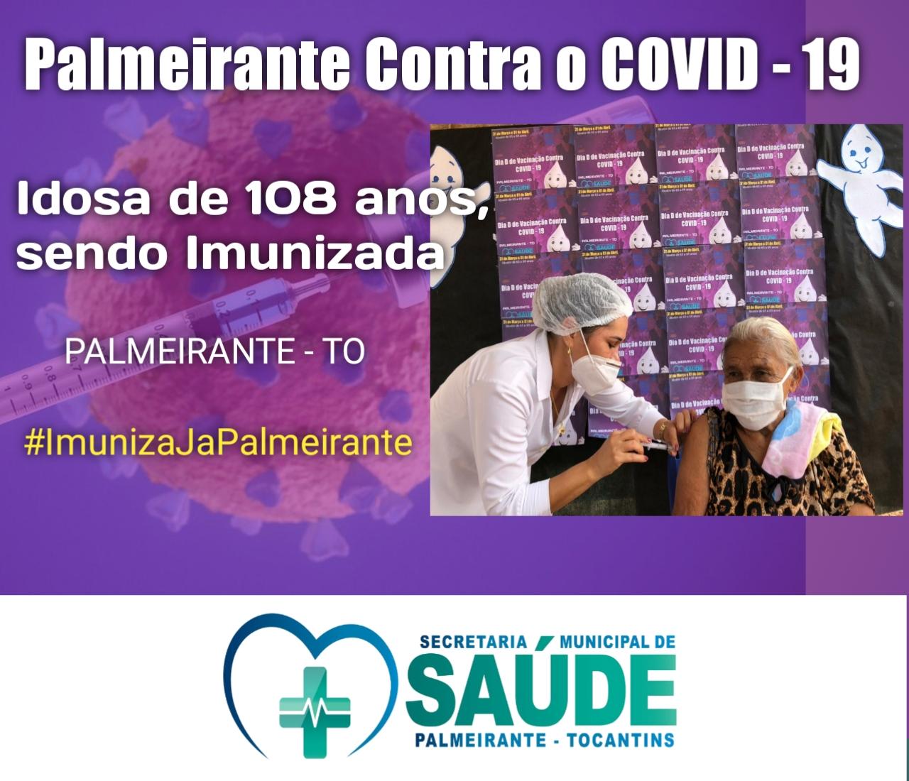 IDOSA DE 108 ANOS SENDO IMUNIZADA. IDOSA DE 108 ANOS SENDO IMUNIZADA.